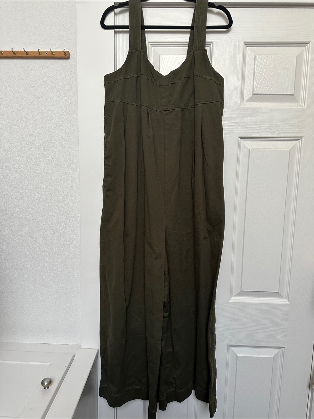 Madewell Olive Green Wide-Leg Jumpsuit with Thick Straps